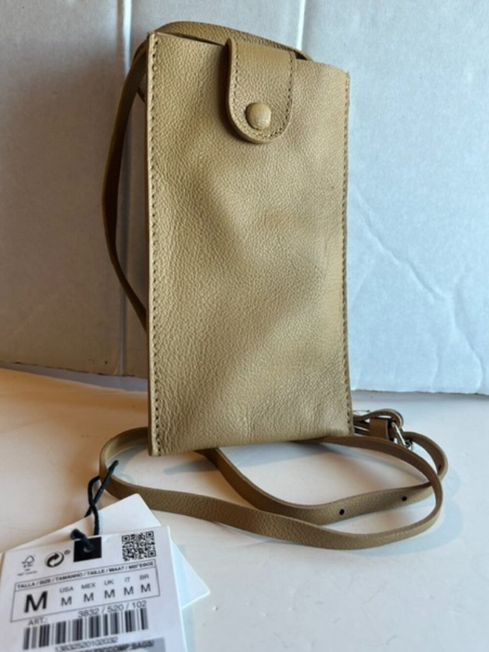 Zara leather crossbody phone bag.